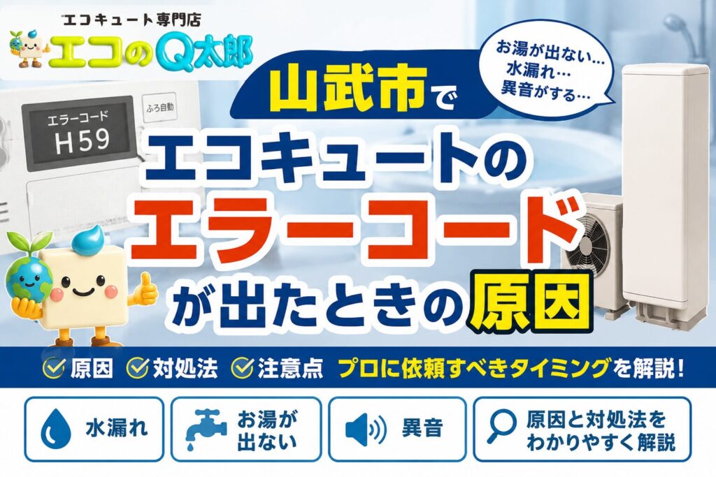 山武市でエコキュートのエラーコードが表示されたときの原因や対処法を解説するエコのQ太郎のアイキャッチ画像