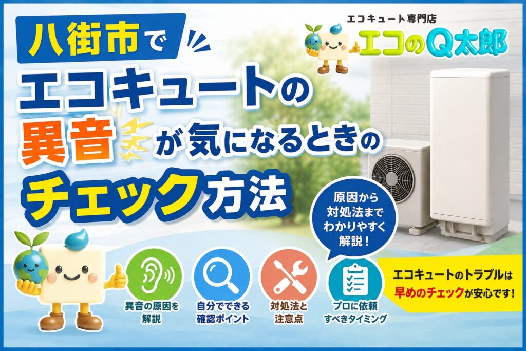 八街市でエコキュートの異音が気になるときのチェック方法を解説したエコのQ太郎のブログアイキャッチ画像