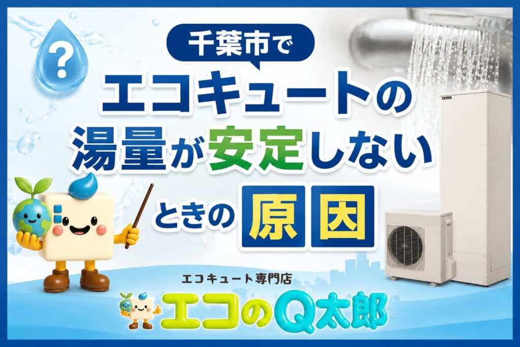 千葉市でエコキュートの湯量が安定しないときの原因を解説するブログのアイキャッチ画像